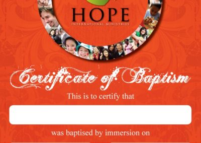 Hope Church Certificate